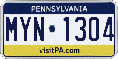 PA license plate MYN1304