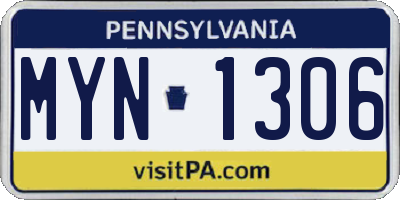 PA license plate MYN1306