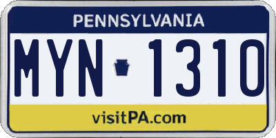 PA license plate MYN1310