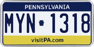 PA license plate MYN1318
