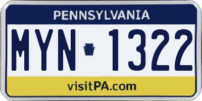 PA license plate MYN1322