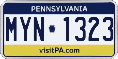 PA license plate MYN1323