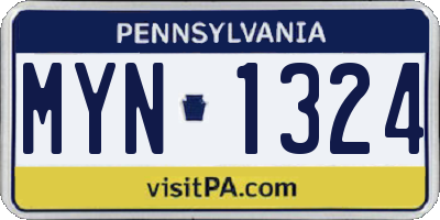 PA license plate MYN1324