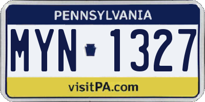 PA license plate MYN1327
