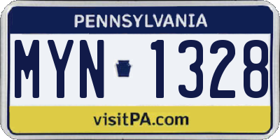 PA license plate MYN1328