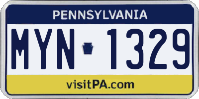 PA license plate MYN1329