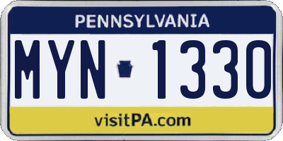 PA license plate MYN1330