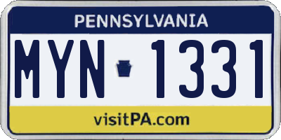 PA license plate MYN1331