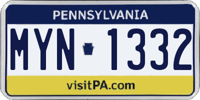 PA license plate MYN1332