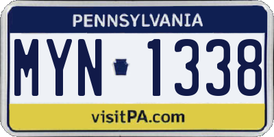PA license plate MYN1338