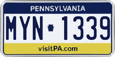 PA license plate MYN1339