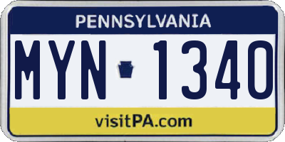 PA license plate MYN1340