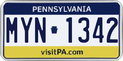 PA license plate MYN1342