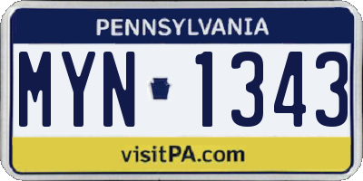 PA license plate MYN1343