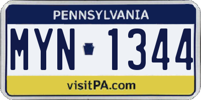 PA license plate MYN1344