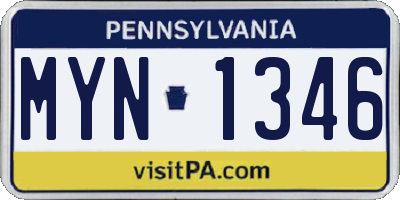 PA license plate MYN1346