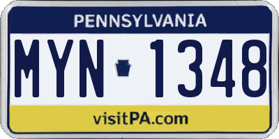 PA license plate MYN1348
