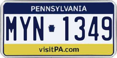 PA license plate MYN1349