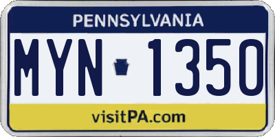 PA license plate MYN1350