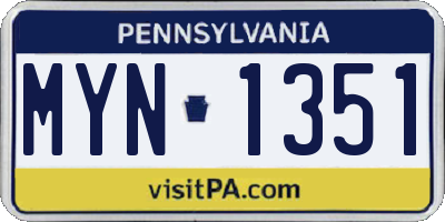 PA license plate MYN1351