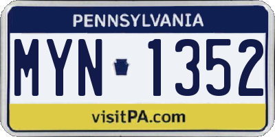 PA license plate MYN1352
