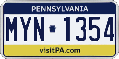 PA license plate MYN1354