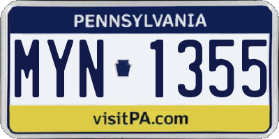 PA license plate MYN1355