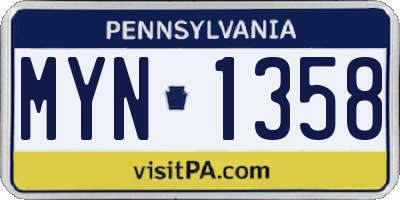 PA license plate MYN1358