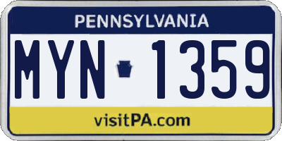 PA license plate MYN1359