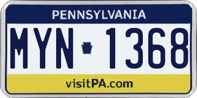 PA license plate MYN1368