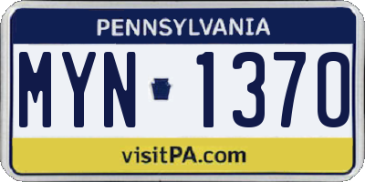 PA license plate MYN1370