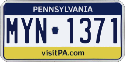 PA license plate MYN1371
