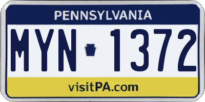 PA license plate MYN1372