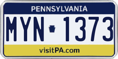 PA license plate MYN1373