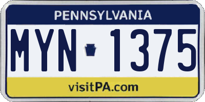 PA license plate MYN1375