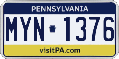 PA license plate MYN1376