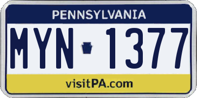 PA license plate MYN1377