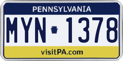 PA license plate MYN1378
