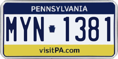 PA license plate MYN1381