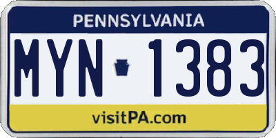 PA license plate MYN1383