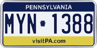 PA license plate MYN1388