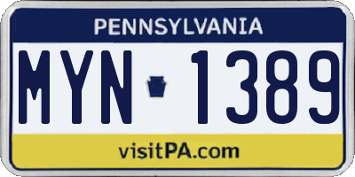 PA license plate MYN1389
