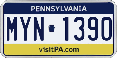 PA license plate MYN1390