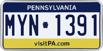 PA license plate MYN1391