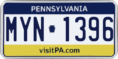 PA license plate MYN1396