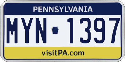 PA license plate MYN1397