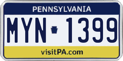 PA license plate MYN1399