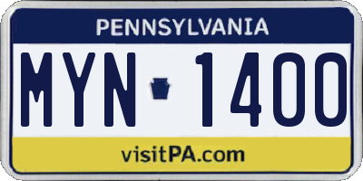 PA license plate MYN1400