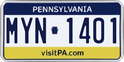 PA license plate MYN1401