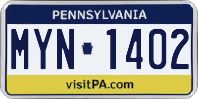 PA license plate MYN1402